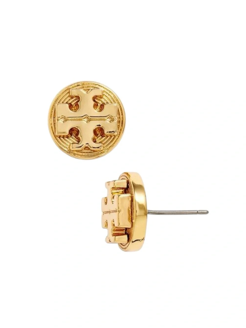 Tory Burch Livia Gold Logo Stud Earrings